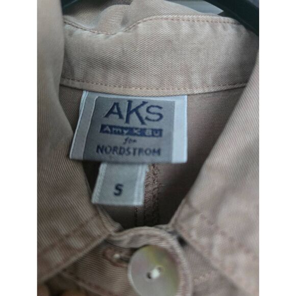 Vintage AKS Amy K Su for Nordstrom Long Sleeve Shirt Dress with Pants Set Taupe - Picture 3 of 15